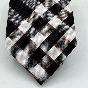 Men’s Vintage 1980s Tergal Necktie - Brown, Orange, White  Made in France 55 x 4